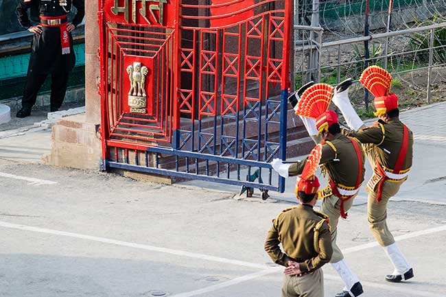 Border guards during the high-kick.