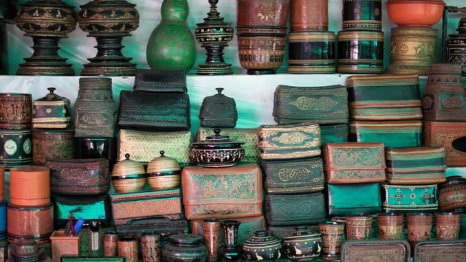 Assortment of lacquerware.