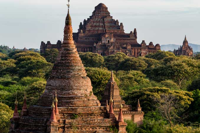 Temple in foreground and background