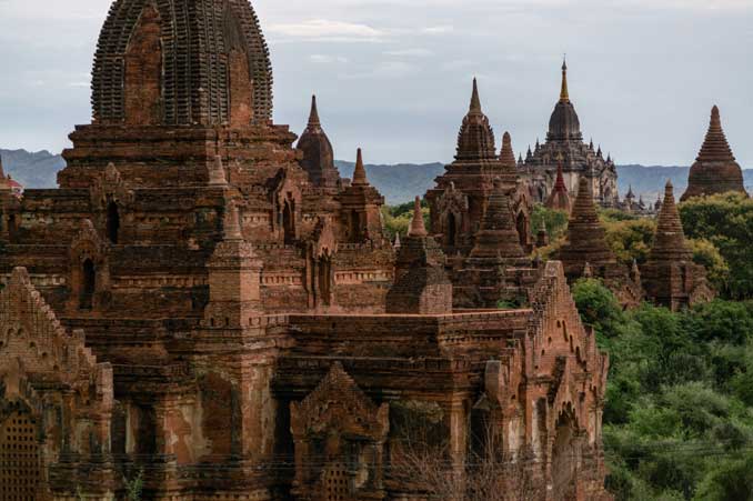 Temples stretching from foreground to background.