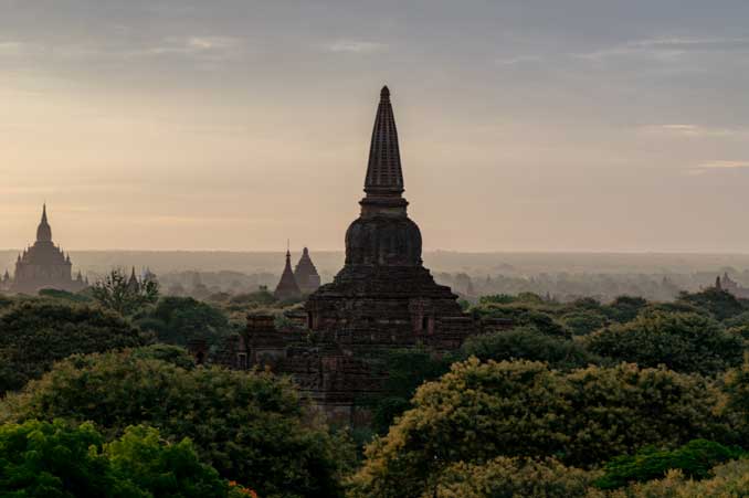 Temples in the haze.