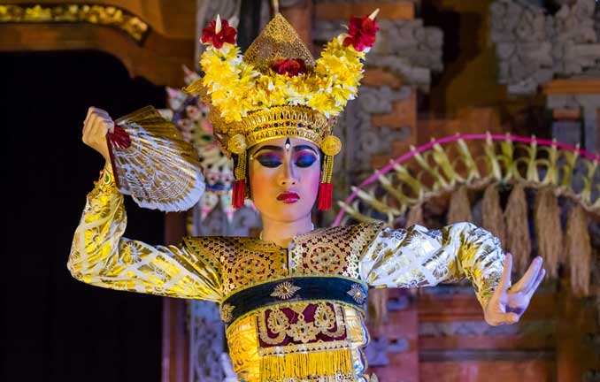 Legong performer dancing.