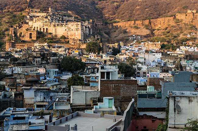 Wide-angle shot of Taragarh Fort.