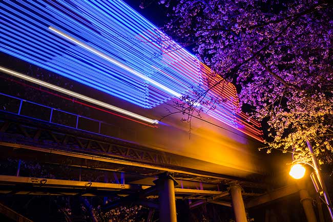 Long exposure of monorail.