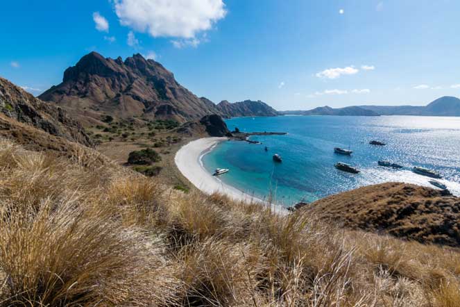 View of the bay of Padar Island.