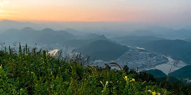 Sun setting over Danyang.