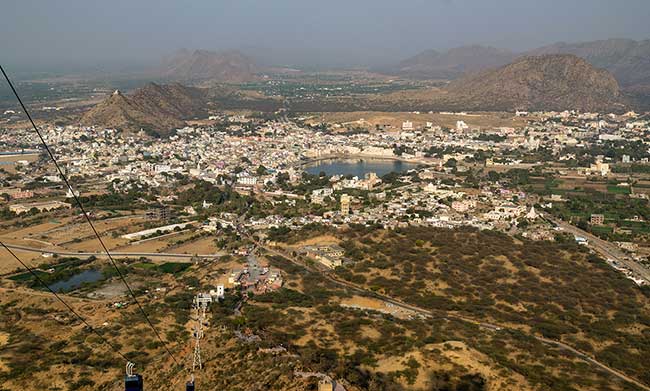 View of Pushkar from nearby hill.