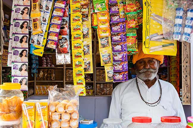 Vendor inside his stall.