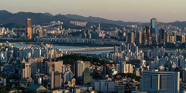 Seoul at sunset.