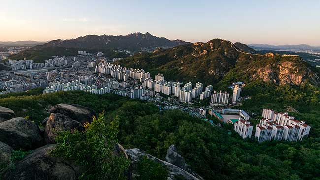 Inwang mountain and apartments.