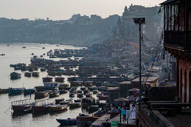 All the boats gathered by the ghats.