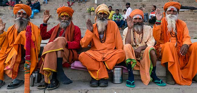 Group of colorfully dressed men.