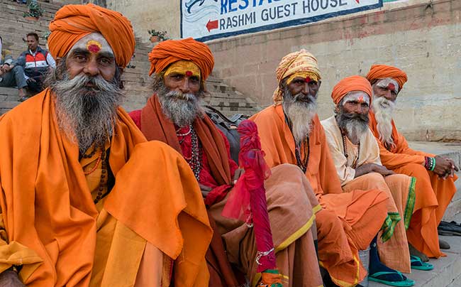 Group of gurus by the ghats.